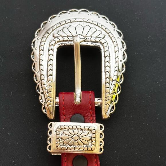 Justin Red Cowhide Western Leather Belt Sz 30 - Picture 3 of 13